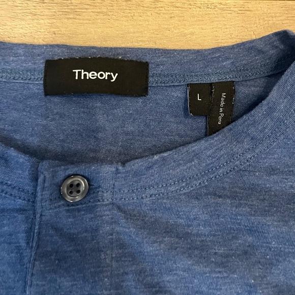 Men’s Theory Blue Long Sleeve Button Down Shirt - Picture 2 of 4